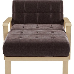 sit&more Recamiere Billund, Armlehnen aus Buchenholz in natur, verschiedene Bezüge und Farben