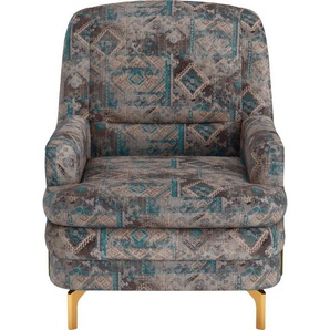 sit&more Sessel Orient, inkl. 1 Zierkissen mit Strass-Stein, goldfabene Metallfüße