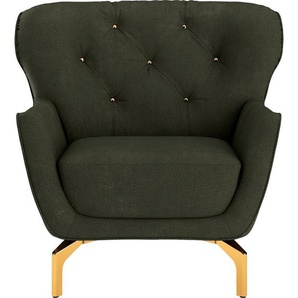 sit&more Sessel Orient 3 V, inkl. 1 Zierkissen mit Strass-Stein, goldfarbene Metallfüße