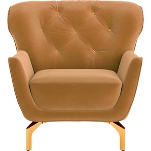 sit&more Sessel Orient 3, inkl. 1 Zierkissen mit Strass-Stein, goldfarbene Metallfüße