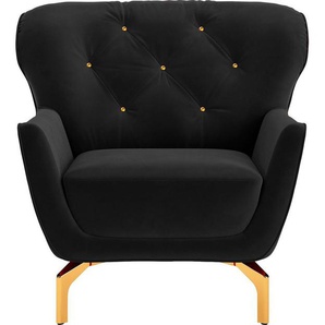 sit&more Sessel Orient 3, inkl. 1 Zierkissen mit Strass-Stein, goldfarbene Metallfüße