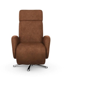 TV-Sessel SIT&MORE Sessel Gr. Luxus-Microfaser Vintageoptik, manuell verstellbar, B/H/T: 71 cm x 110 cm x 82 cm, braun (cognac) Fernsehsessel und TV-Sessel wahlweise mit 2 Motoren Akku Aufstehhilfe