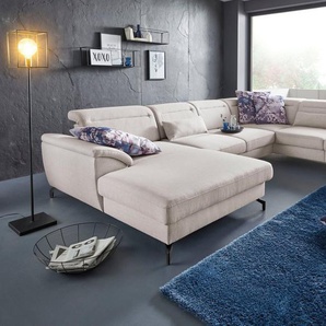 sit&more Wohnlandschaft, 12 cm Fußhöhe, Sitztiefenverstellung, wahlweise in 2 Fußfarben