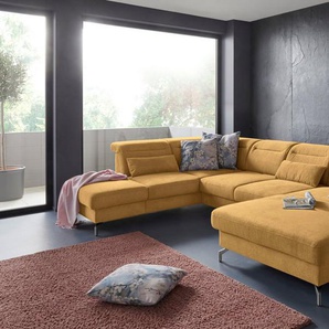 sit&more Wohnlandschaft Percy U-Form, 12 cm Fußhöhe, Sitztiefenverstellung, wahlweise in 2 Fußfarben
