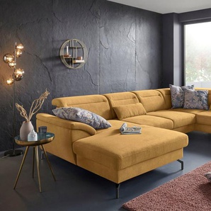 sit&more Wohnlandschaft Percy U-Form, 15 cm Fußhöhe, Sitztiefenverstellung, wahlweise in 2 Fußfarben