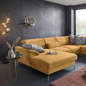 sit&more Wohnlandschaft Percy U-Form, 15 cm Fußhöhe, Sitztiefenverstellung, wahlweise in 2 Fußfarben