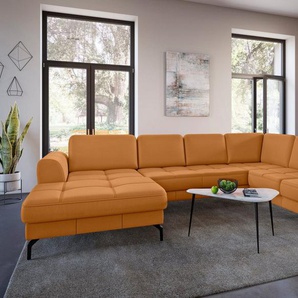 sit&more Wohnlandschaft Bendigo U-Form, inklusive Sitztiefenverstellung, Bodenfreiheit 15 cm, in 2 Fußfarben