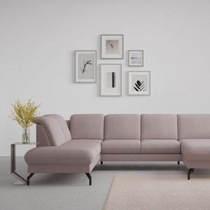sit&more Wohnlandschaft Fashion U-Form, wahlweise mit Kopfteilverstellung, Vorziehsitz, motorisch, Metallfüße