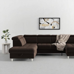 sit&more Wohnlandschaft Marano U-Form, inklusive Kopfteilverstellung, wahlweise mit Bettfunktion, Bettkasten