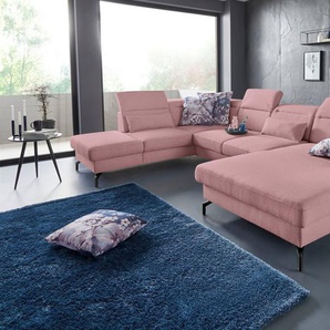 sit&more Wohnlandschaft Percy U-Form, 15 cm Fußhöhe, Sitztiefenverstellung, wahlweise in 2 Fußfarben