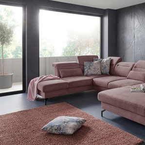 sit&more Wohnlandschaft Percy U-Form, 15 cm Fußhöhe, Sitztiefenverstellung, wahlweise in 2 Fußfarben