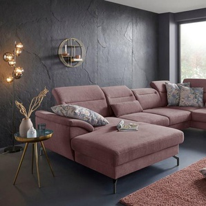 sit&more Wohnlandschaft Percy U-Form, 15 cm Fußhöhe, Sitztiefenverstellung, wahlweise in 2 Fußfarben