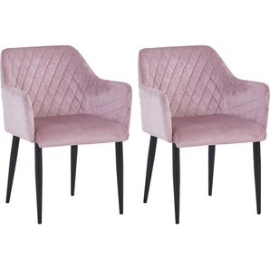 Polsterstuhl SIT Sit&Chairs Stühle Gr. B/H/T: 63 cm x 83 cm x 61 cm, 2 St., Samtstoff, Metall, rosa (altrosa, schwarz) Polsterstühle