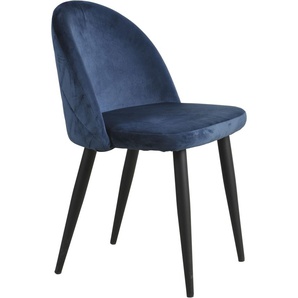 Polsterstuhl SIT Sit&Chairs Stühle Gr. B/H/T: 49 cm x 79 cm x 52,5 cm, 2 St., Samtvelours, Metall, blau (blau, schwarz) Polsterstühle