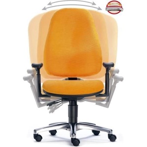 Sitwell Steifensand AG Bürodrehstuhl Lady Fitness m. Armlehne Alu-Fußkreuz Hartboden gelb FM-67.130-M-80-320-35-51-15