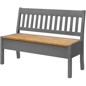 Sitzbank Boston 131cm Braun/Grau/Kiefer Grau/Kiefer Laugenfarbig ohne Armlehnen