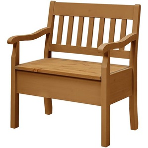 Sitzbank Boston 83cm Braun/Kiefer Laugenfarbig mit Armlehnen