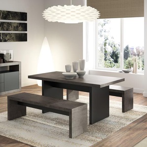 Sitzbank 140 x 43 x 38cm Schwarz/Grau