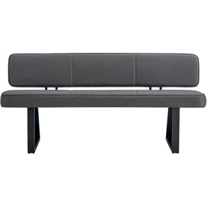 Sitzbank DUO COLLECTION Tara Bank mit Rückenlehne Sitzbänke Gr. B/H/T: 180 cm x 83 cm x 59 cm, Microfaser, grau (anthrazit, schwarz) Essbänke