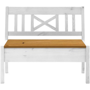 Sitzbank Fjord I 105cm Braun/Weiß/Kiefer Weiß/Kiefer Laugenfarbig