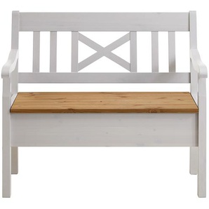 Sitzbank Fjord II 105cm Braun/Weiß/Kiefer Weiß/Kiefer Laugenfarbig