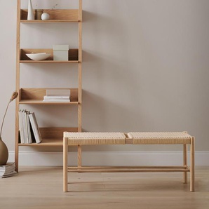 Sitzbank mit Geflecht - braun - Massivholz -