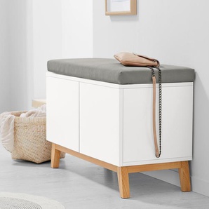 Sitzbank mit Stauraumfächern - beige - Holz -