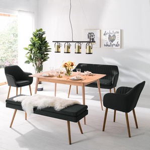 Sitzbank 140 x 48 x 41cm Grau/Anthrazit Webstoff Cors: Anthrazit