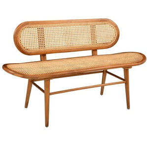 Sitzbank SIT Sitzbänke Gr. B/H/T: 141 cm x 81 cm x 50 cm, Bank, groß, beige (natur, natur) Essbänke Sitz- und Rückenfläche mit Rattangeflecht