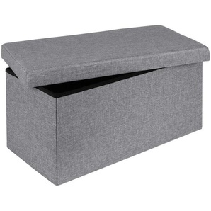 Sitzbox , Grau , Holz, Textil , Uni , 76x38x38 cm , Stauraum , Garderobe, Garderobenbänke