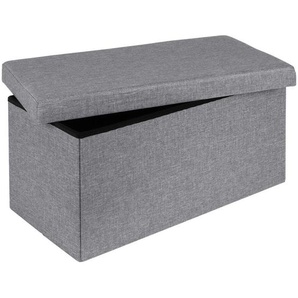 Sitzbox, Grau, Holz, Textil, Uni, 76x38x38 cm, Stauraum, Garderobe, Garderobenbänke