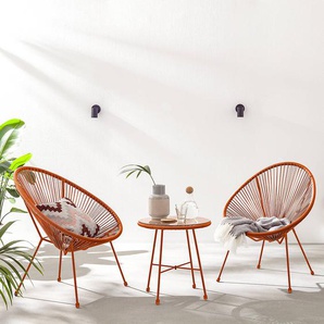 Sitzgruppe Copacabana 3-teilig Rot/Terracotta