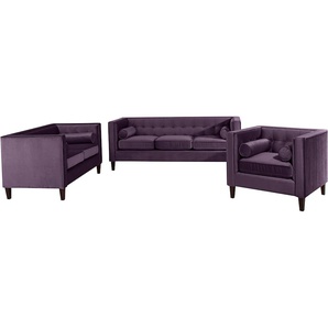 Sitzgruppe MAX WINZER Joko Sitzmöbel-Sets Gr. H/T: 80 cm x 85 cm, Samtvelours, lila (purple) Couchgarnituren Sets 3-tlg.