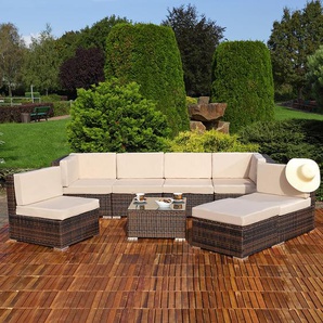 Sitzgruppe Sitzgarnitur Lounge Gartenmöbel Gartenset Rattan Sitzgruppe braun XL