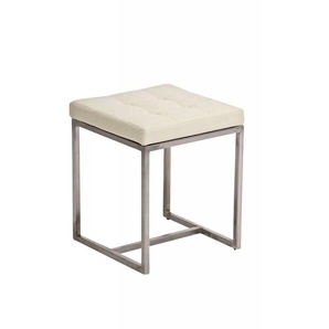 Sitzhocker - BRIT 2 - Hocker Sessel Kunstleder Creme 40x40cm