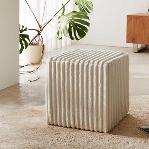 Sitzhocker Dado 45x45 cm Plüschcord Beige, Sitzhocker / Sitzwürfel
