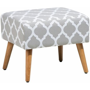 Sitzhocker Grau/Weiß Baumwolle Holzbeine Modern