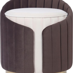 Sitzhocker KAYOOM Hocker Corin 145 Hocker Gr. B/H/T: 40 cm x 45 cm x 40 cm, weiß (elfenbein, braun) Sitzsäcke Sitzhocker zweifarbig, modern, komfortable Rückenstütze