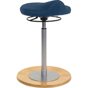 Sitzhocker MAYER SITZMÖBEL 1101 Hocker Gr. B/H/T: 41 cm x 60 cm x 41 cm, Struktur (recyceltes Polyester), Bewegungsfreiheit 360-Ringauslösung-höhenverstellbar-Bodenplatte Buche Natur lackiert, blau (dunkelblau) Sitzsäcke Sitzhocker