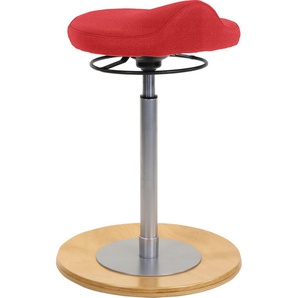 Sitzhocker MAYER SITZMÖBEL 1101 Hocker Gr. B/H/T: 41 cm x 60 cm x 41 cm, Struktur (recyceltes Polyester), Bewegungsfreiheit 360-Ringauslösung-höhenverstellbar-Bodenplatte Buche Natur lackiert, rot Sitzsäcke Sitzhocker