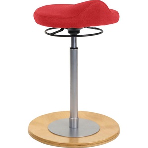 Sitzhocker MAYER SITZMÖBEL 1101 Hocker Gr. B/H/T: 41 cm x 60 cm x 41 cm, Struktur (recyceltes Polyester), Bewegungsfreiheit 360-Ringauslösung-höhenverstellbar-Bodenplatte Buche Natur lackiert, rot Sitzsäcke Sitzhocker Pendelhocker mit ergonomisch