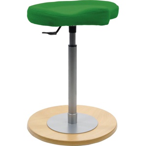 Sitzhocker MAYER SITZMÖBEL 1168 Hocker Gr. B/H/T: 42 cm x 54 cm x 41 cm, Flachgewebe, Bodenplatte Buche Natur lackiert, grün Sitzsäcke Sitzhocker