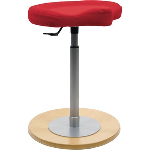 Sitzhocker MAYER SITZMÖBEL 1168 Hocker Gr. B/H/T: 42 cm x 54 cm x 41 cm, Flachgewebe, Bodenplatte Buche Natur lackiert, rot Sitzsäcke Sitzhocker