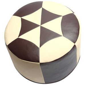 Sitzkissen Kunstleder dunkelbraun/champagner-3601304 Ø 50/34 cm
