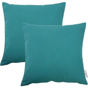 Sitzkissen TOM TAILOR Dove Dekokissen_Sitzkissen_Kissenhüllen Gr. B/L: 40 cm x 40 cm, 2 St., Baumwolle, blau (aqua, unifarben) Stuhlkissen Kopfkissen TOM TAILOR unifarbenes, abgestepptes Sitzkisssen DOVE, 2er Pack