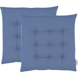 Sitzkissen TOM TAILOR Dove Dekokissen_Sitzkissen_Kissenhüllen Gr. B/L: 40 cm x 40 cm, 2 St., Baumwolle, blau (taubenblau, unifarben) Stuhlkissen Kopfkissen TOM TAILOR unifarbenes, abgestepptes Sitzkisssen DOVE, 2er Pack
