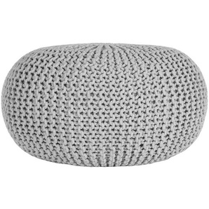 Sitzpouf in Hellgrau Strickstoff