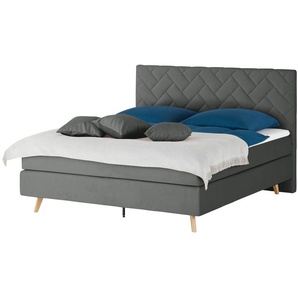 Boxspringbett  Weave ¦ grau ¦ Maße (cm): B: 180 H: 122