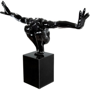 Skulptur CASABLANCA BY GILDE Skulptur Cliffhanger Dekofiguren Gr. B/H/T: 75 cm x 45 cm x 21 cm, Person, schwarz Deko-Objekte auf Marmorsäule