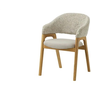 smart Bouclé-Armlehnstuhl aus Eiche Massivholzgestell Erik ¦ grau ¦ Maße (cm): B: 56 H: 80 T: 60.0